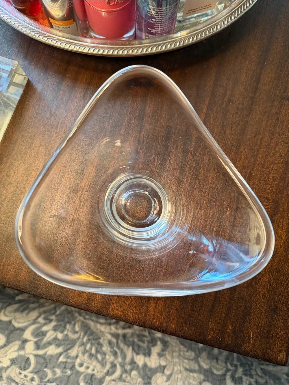 Appears to be Baldwin atomic triangle crystal dish,